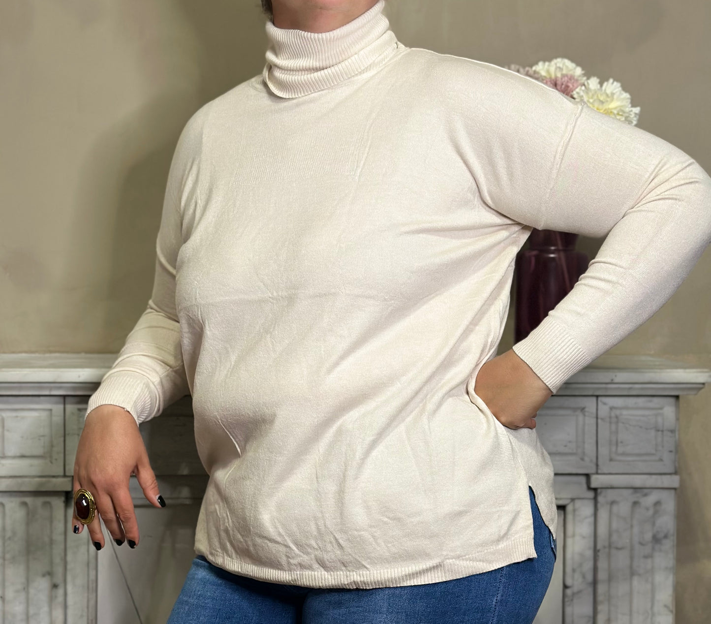 Pull col roulé