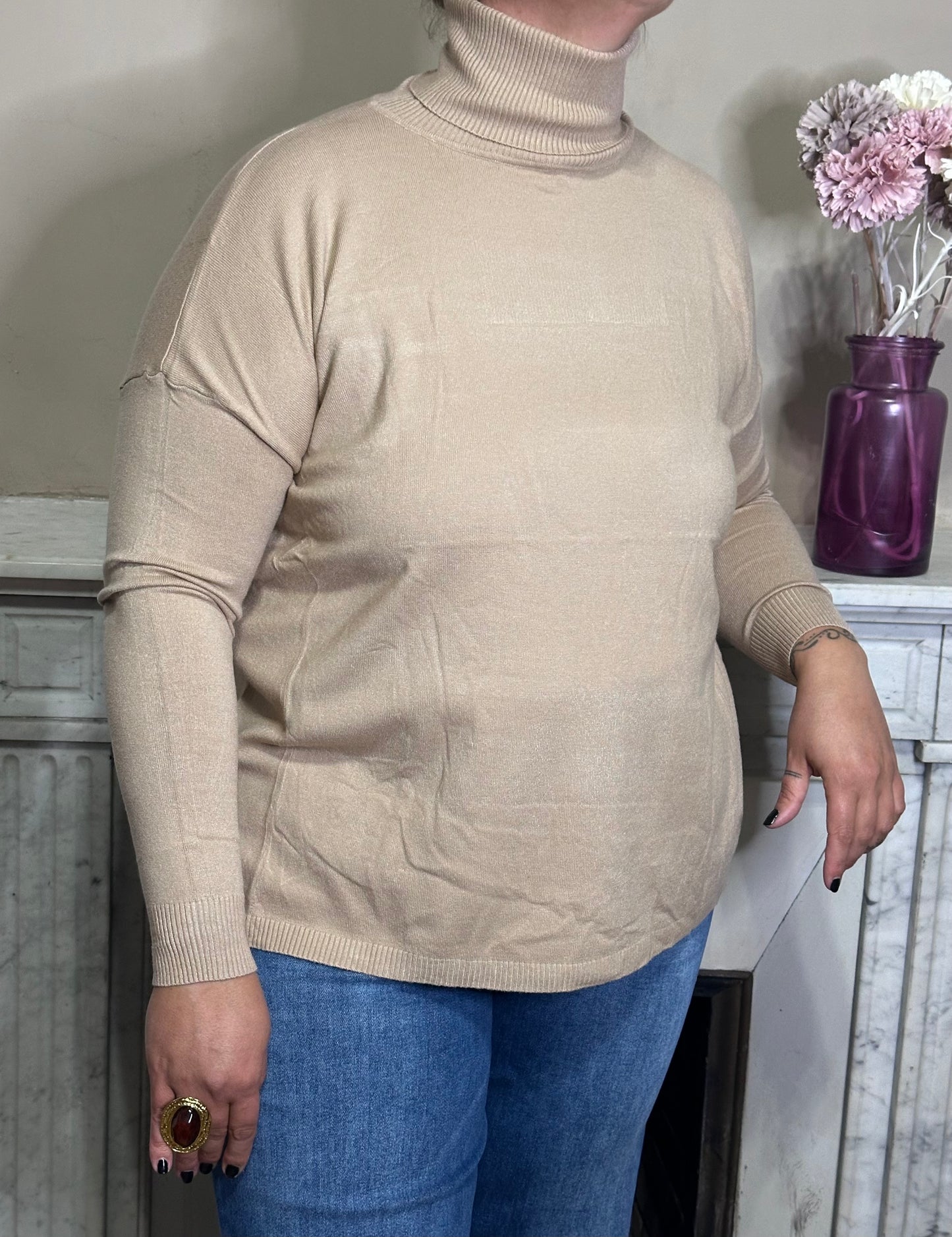 Pull col roulé